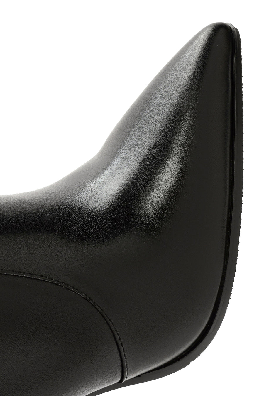 Women's Black Zipper Heeled Leather Boots
