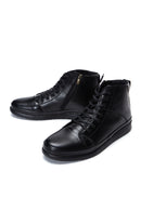 Men's Black Leather Zippered Boots | Derimod