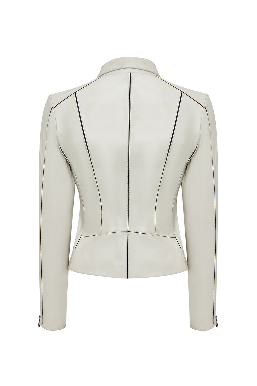 Kiara Women's Beige Slim-Fit Biker Leather Jacket