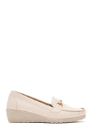 Women's Beige Wedge Heel Loafer | Derimod