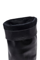 Woman Black Thin High-Heeled Leather Boots | Derimod