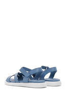 Women's Blue Ankle Strap Leather Comfort Sandals | Derimod