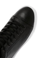 Men's Black Lace-up Thick-Sole Leather Sneaker | Derimod