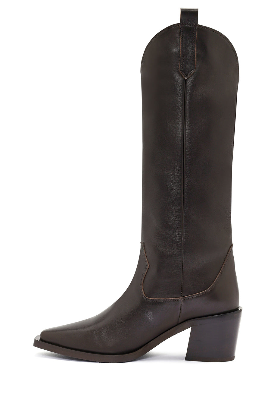Women's Brown Chunky Heel Leather Cowboy Boots