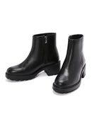 Women's Black Zipper Heeled Leather Boots | Derimod