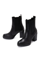 Women's Black Leather Heeled Chelsea Boots | Derimod
