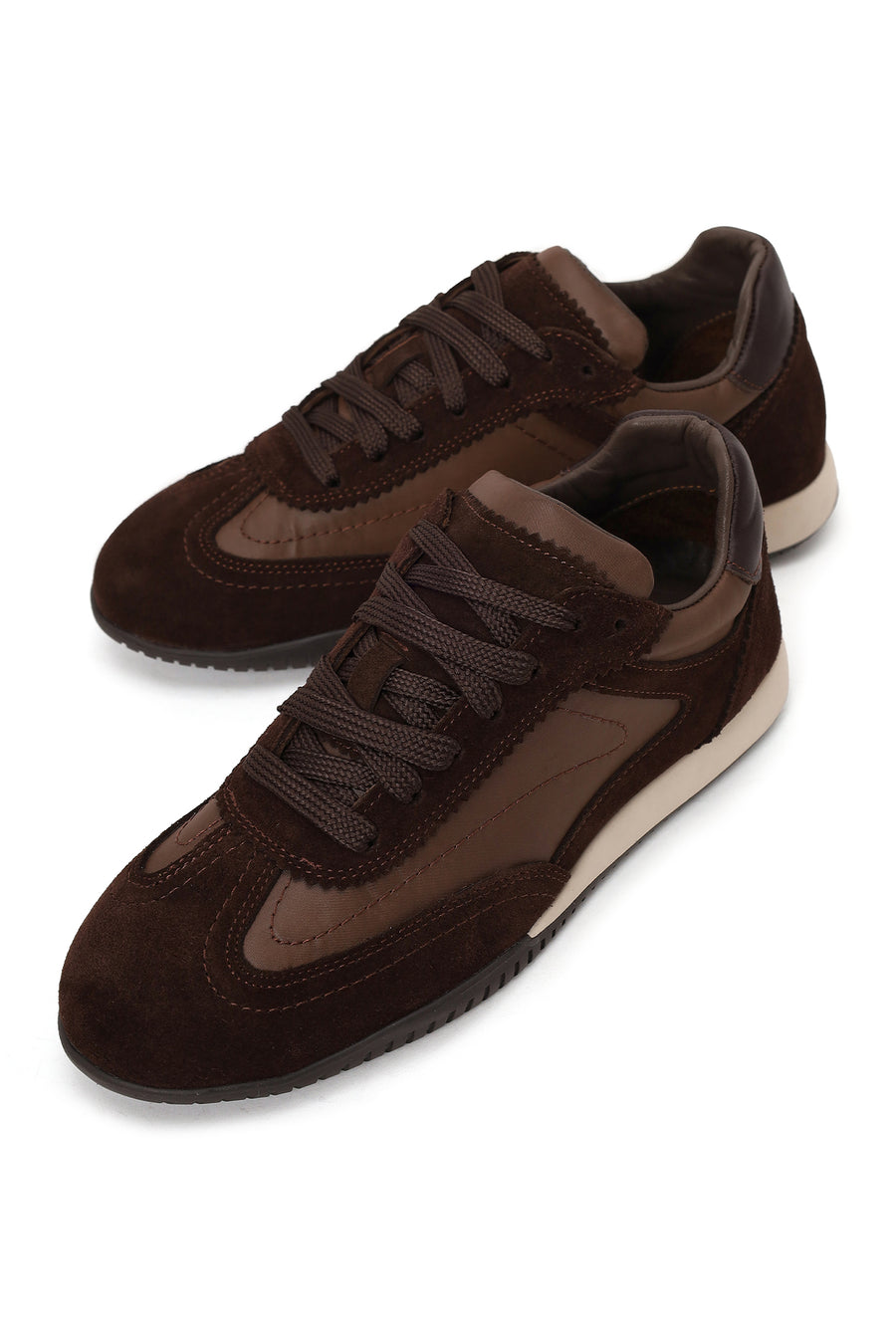 Kadın Kahverengi Bağcıklı Süet Deri Sneaker