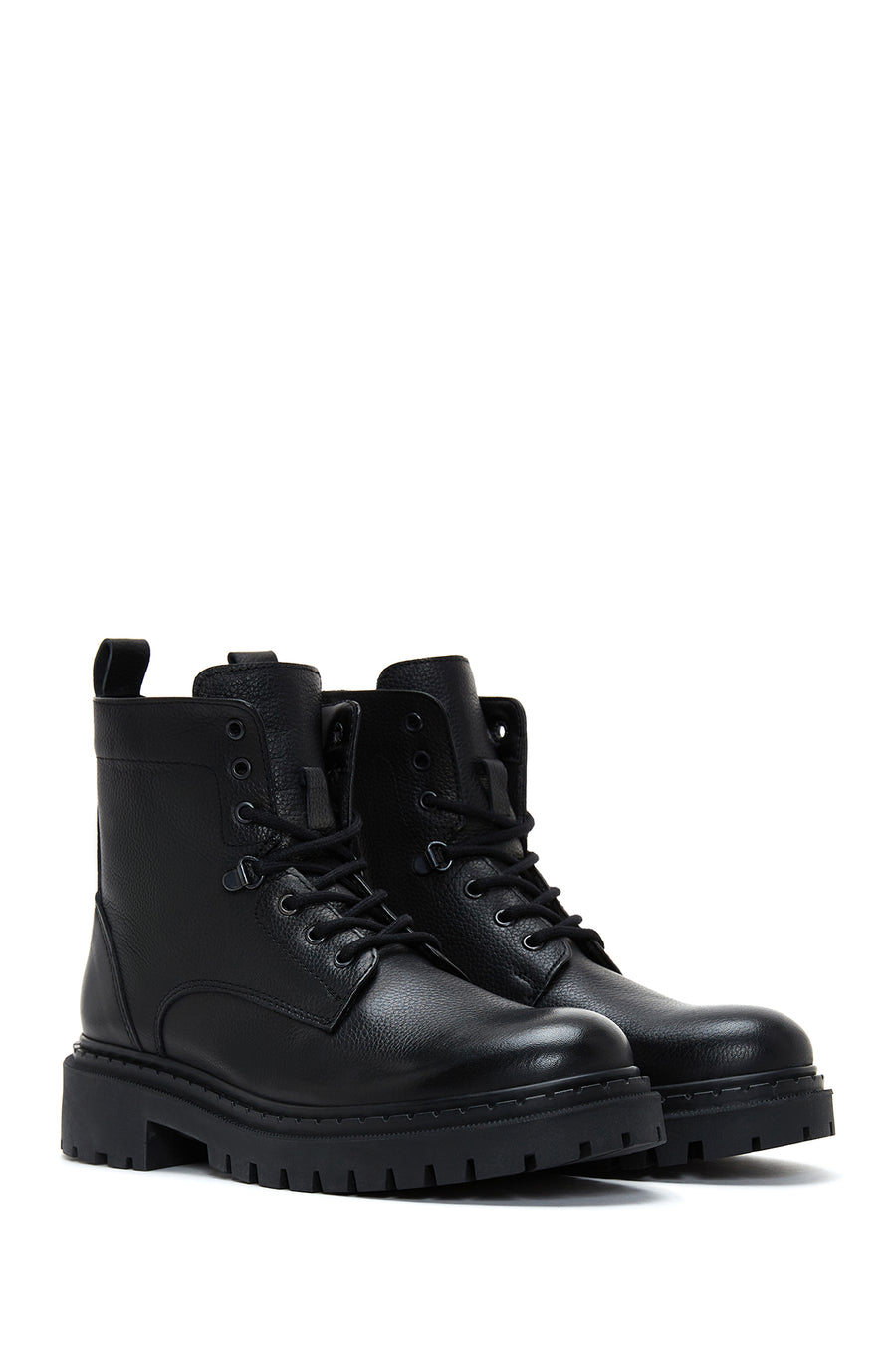 Men's Black Leather Zippered Casual Boots