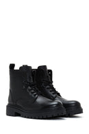 Men's Black Leather Zippered Casual Boots | Derimod