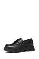 Geox Women's Black Wild Leather Moccasin Loafer | Derimod