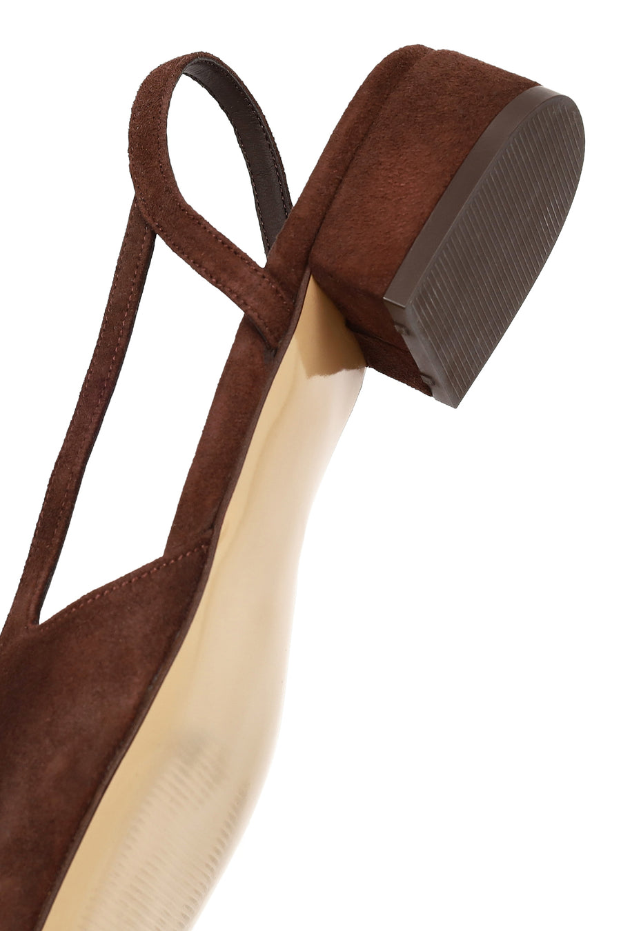 Women's Brown Open Back Suede Leather Ballet Flats