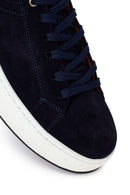 Male Navy Lace-up Suede Leather Sneaker | Derimod