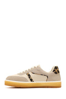 Women's Beige Lace-Up Thick-Soled Patterned Sport Shoe | Derimod