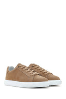 Men's Mink Lace-Up Nubuck Leather Sneaker | Derimod