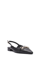 Women's Black Accessory Open Back Ballerinas | Derimod