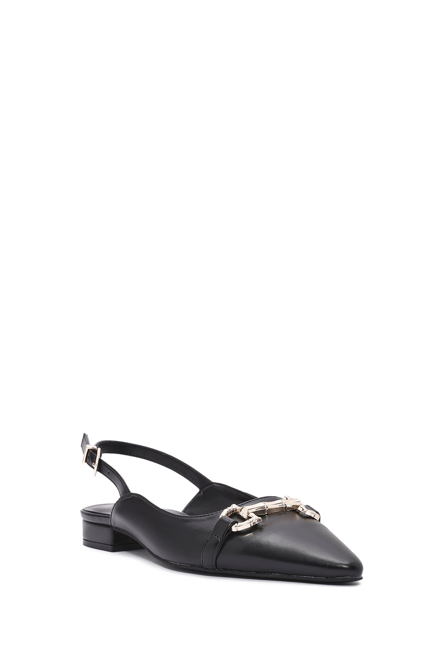 Women's Black Backless Buckle Ballet Flats