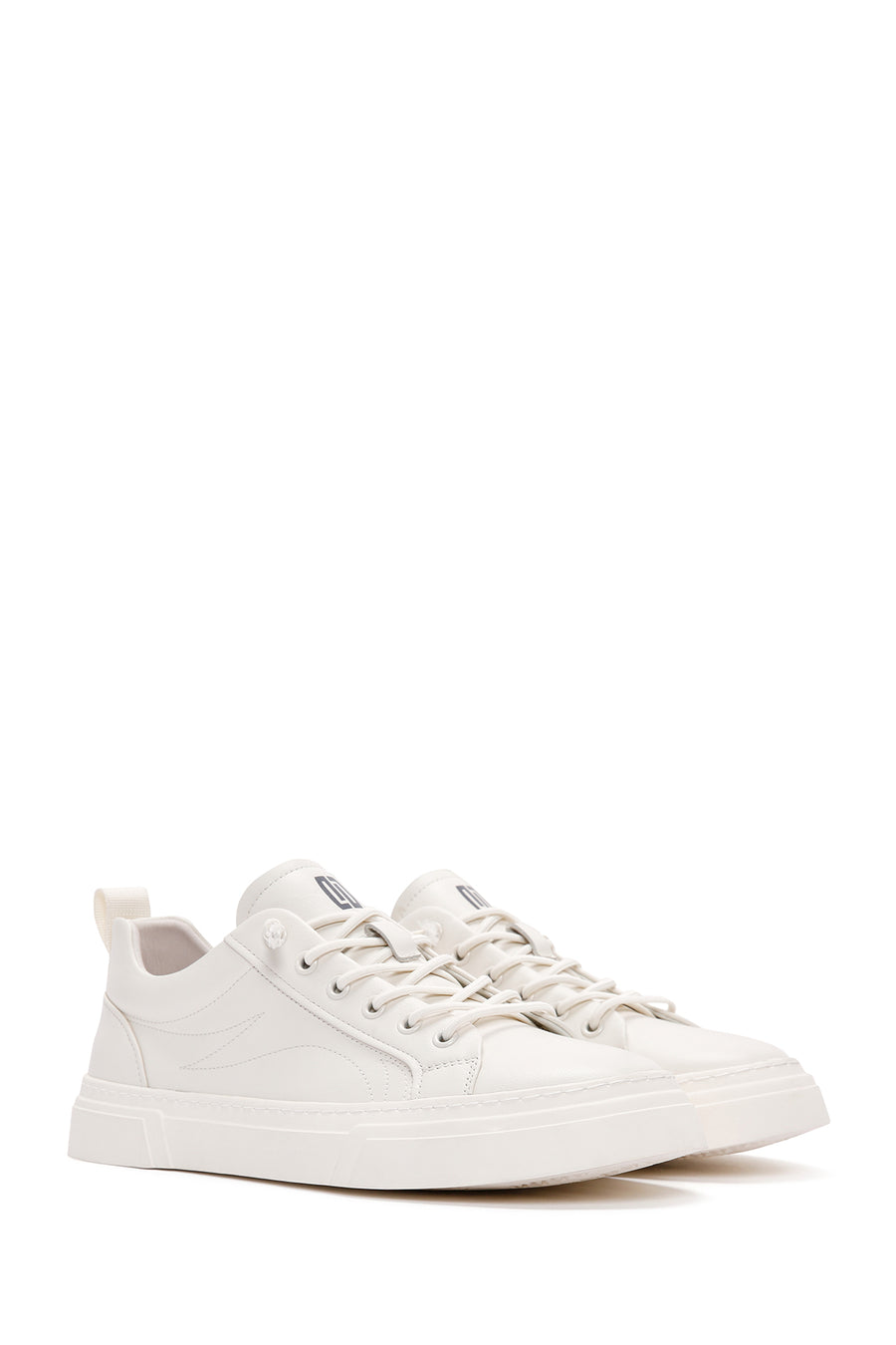 Men's White Lace-up Leather Sneaker