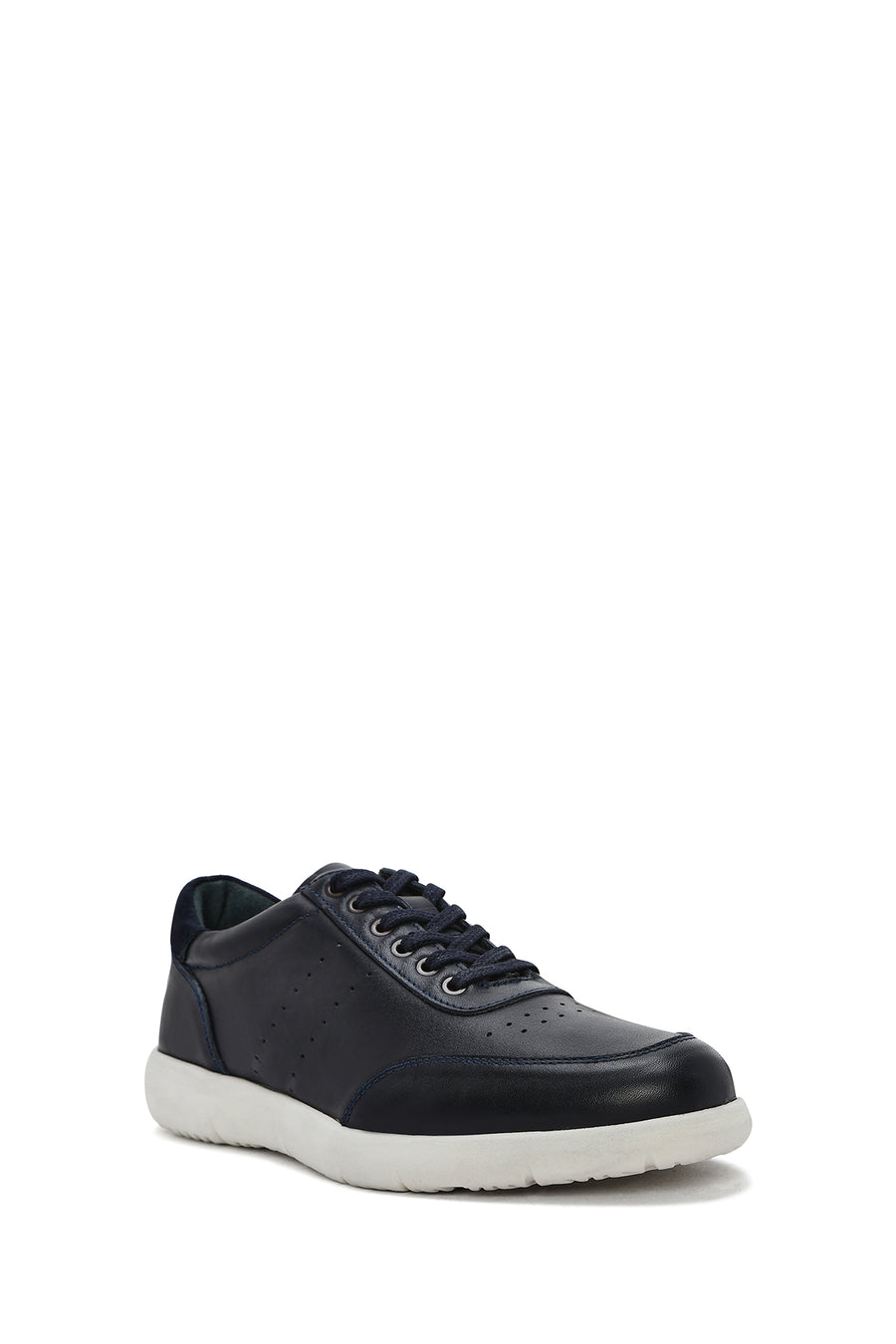 Erkek Lacivert Bağcıklı Deri Casual Sneaker