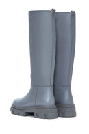 Kadın Gri Deri Kalın Tabanlı Çizme | Derimod