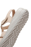 Women's Beige Strapped Thick-Soled Leather Comfort Sandals | Derimod