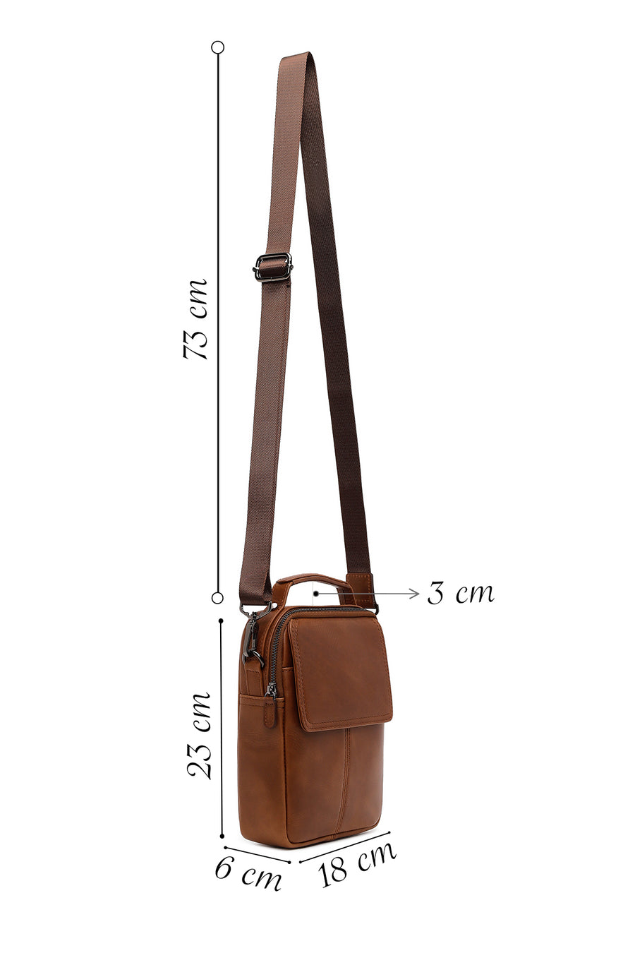 Male Brown Long Strap Leather Handbag