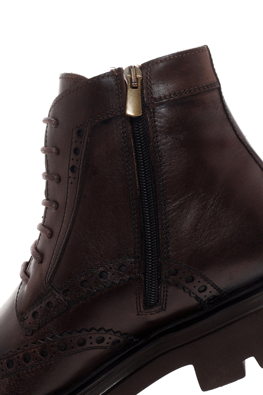 Men's Brown Leather Zippered Boots