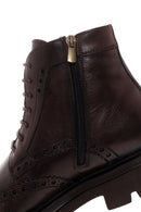 Men's Brown Leather Zippered Boots | Derimod