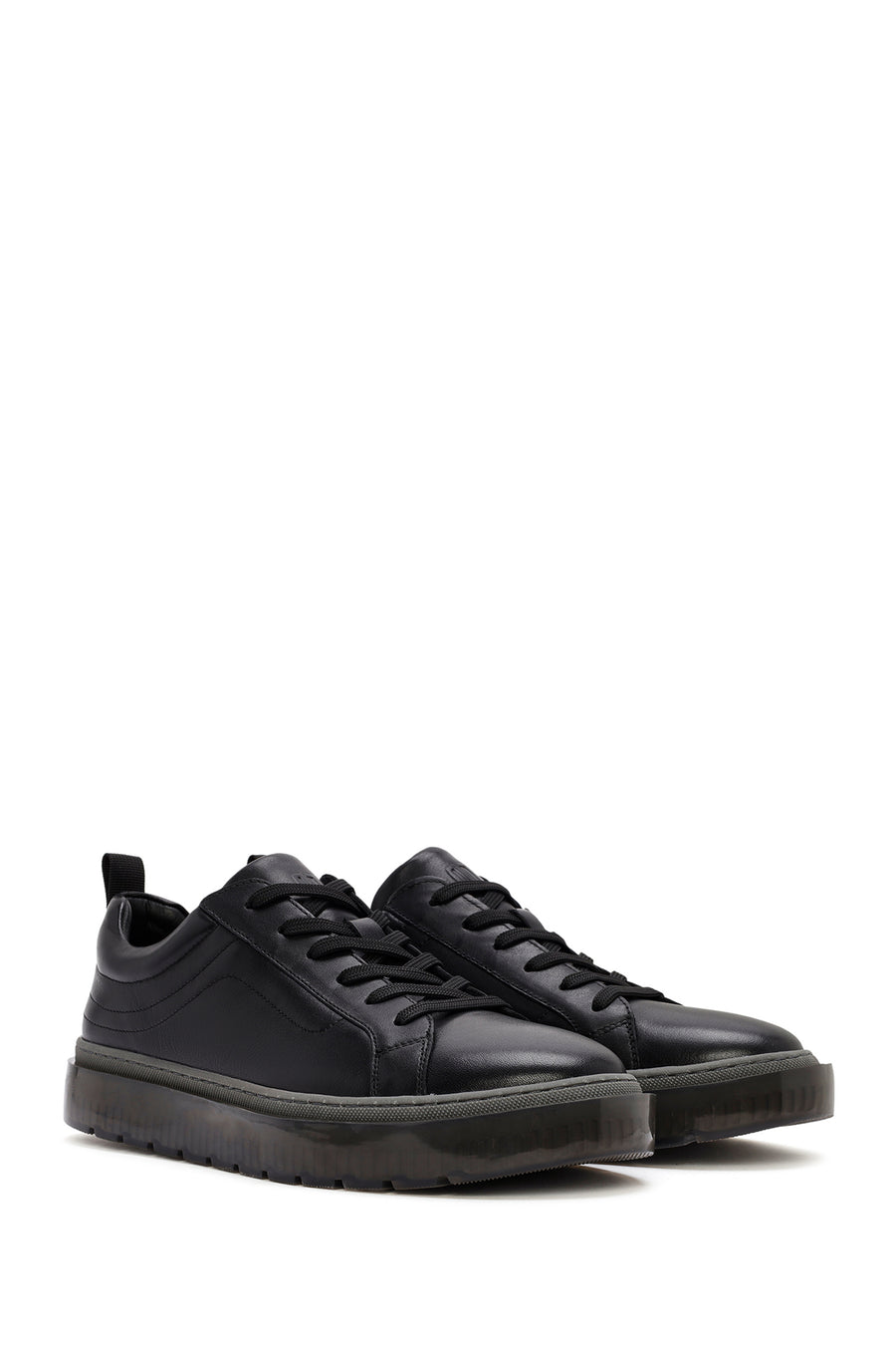Men's Black Lace-up Leather Sneaker