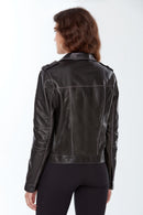 Benefit Women's Black Leather Jacket | Derimod