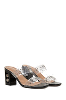 Women's Transparent Stone Heeled Slippers | Derimod