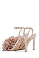 Women's Beige Ankle Strap Accessory Detailed Thin Heel Sandals | Derimod