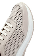 Women's Cream Lace-Up Thick-Sole Leather Sneakers | Derimod