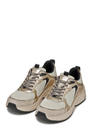 Geox Kadın Bej D Zarvıa A - Mesh+Pearl.Gbk Bağcıklı Kalın Tabanlı Deri Sneaker | Derimod