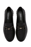 Women's Black Buckle Detailed Leather Comfort Loafer | Derimod