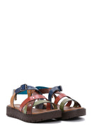 Women's Multicolored Ankle Strap Leather Bodrum Sandals | Derimod