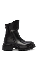 Women's Black Back Zipper Leather Boots | Derimod