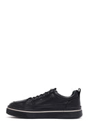 Erkek Siyah Bağcıklı Deri Sneaker | Derimod