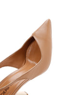 Women's Beige Metal Heeled Slingback Shoes | Derimod