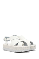 Camper Women's White Oruga Up Thick Soled Leather Sandals | Derimod