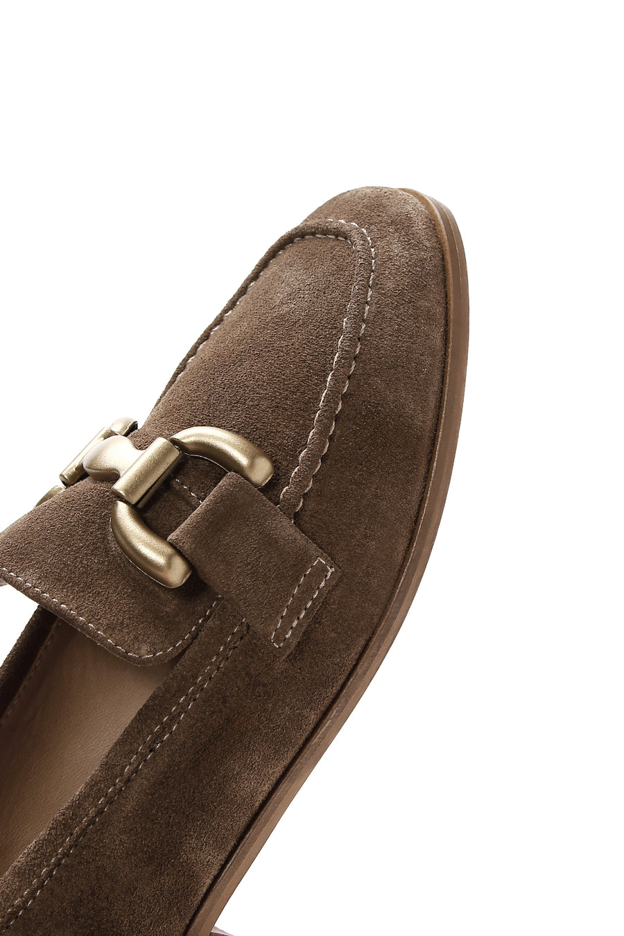 Women's Brown Suede Leather Buckle Loafer