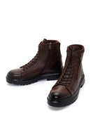 Men's Brown Leather Zippered Casual Boots | Derimod