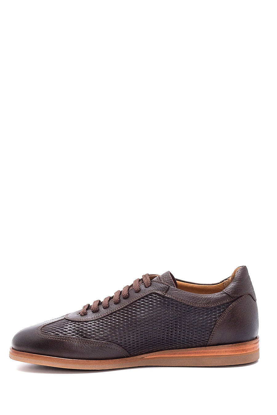 Men's Brown Leather Printed Casual Shoes