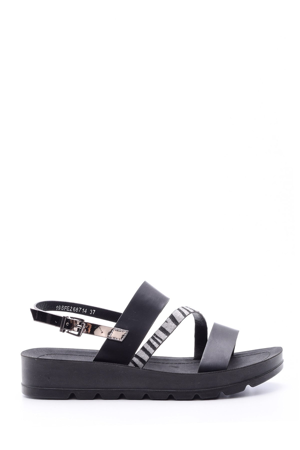 Women's Silver Zebra Detailed Sandals 19SFE268714 | Derimod