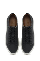 Men's Black Lace-up Thick-Sole Leather Sneaker | Derimod