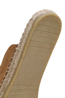 Women's Tan Suede Leather Espadrille Slippers | Derimod