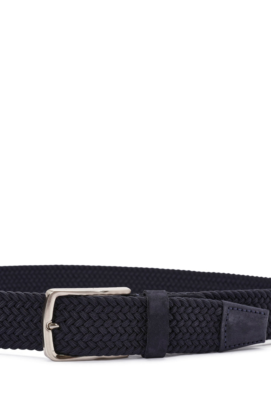 Men's Navy Blue Braided Leather Belt