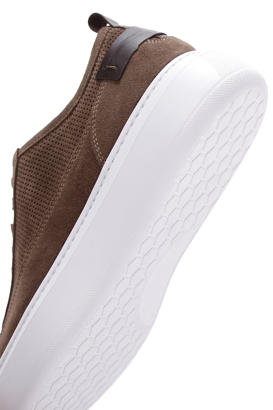 Erkek Vizon Bağcıklı Kalın Tabanlı Süet Deri Sneaker
