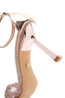 Women's Beige Stone Ankle Strap Thin Heel Sandals | Derimod