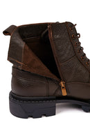 Men's Brown Lace-Up Leather Casual Combat Boots | Derimod