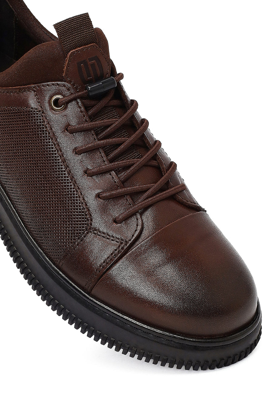 Erkek Kahverengi Bağcıklı Deri Sneaker